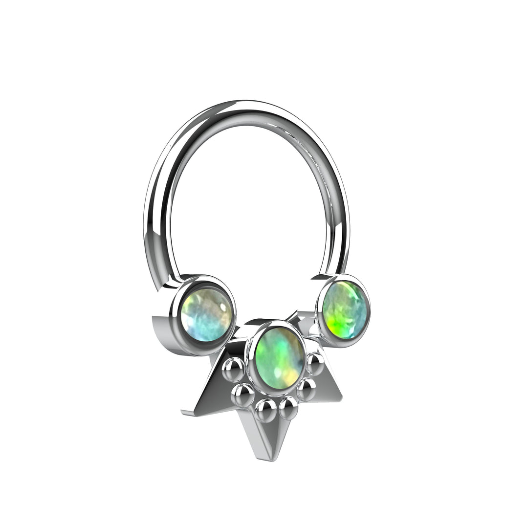 opal septum ring clicker - opal nose ring septum jewelry
