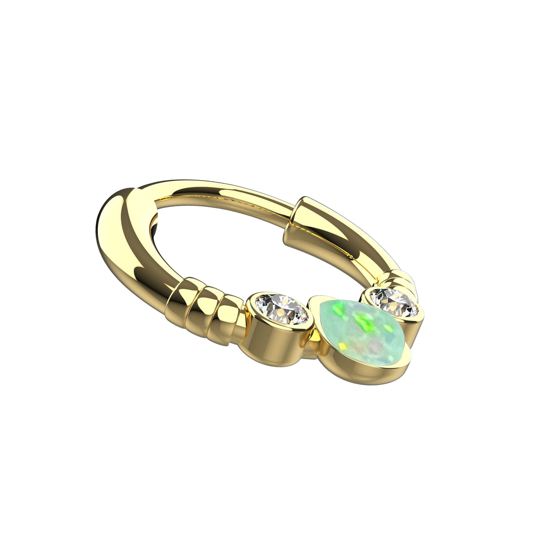 minimal gold septum ring opal - nose ring clicker opal gemstone