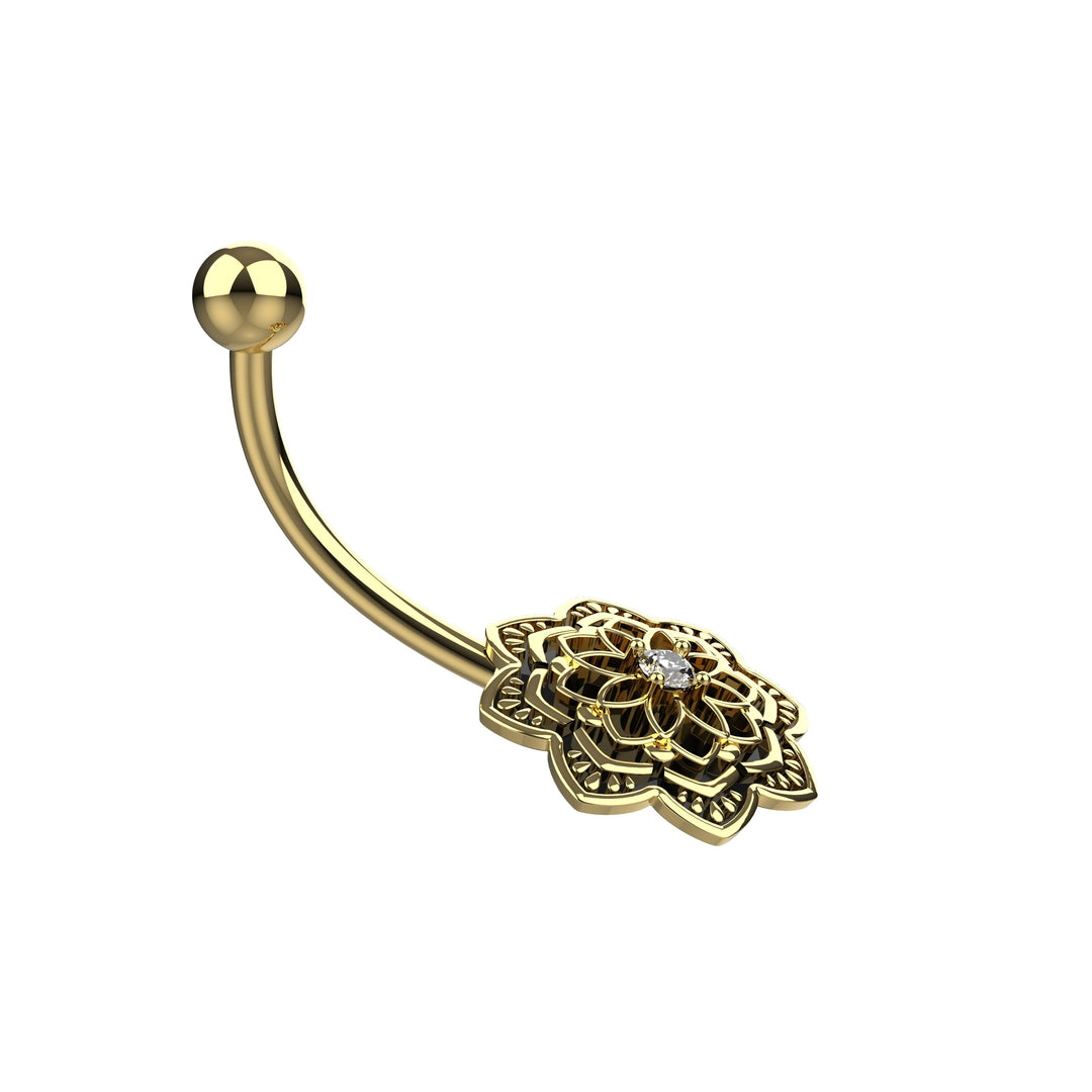 oxidised belly button jewelry - gold navel ring