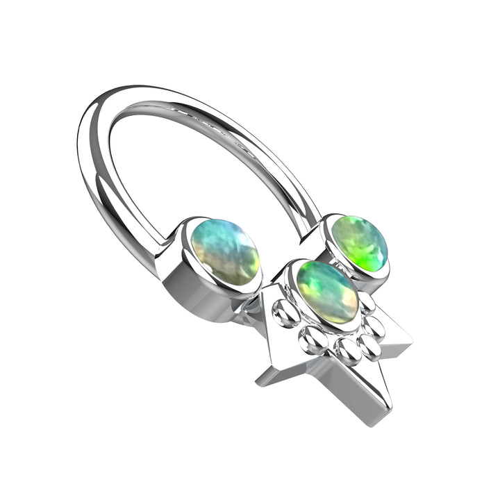 dainty opal septum ring for women - clicker nose ring opal design