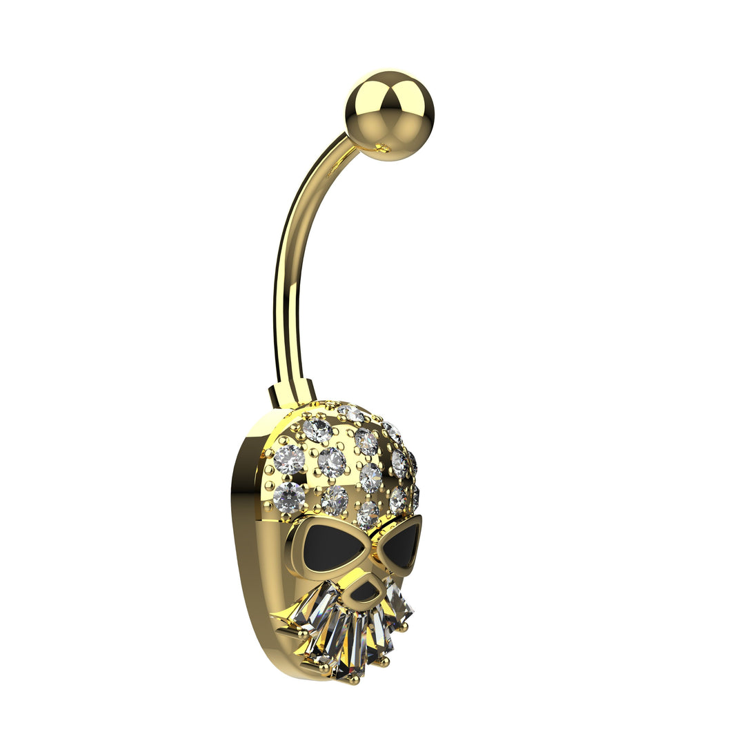 Dainty gold belly ring piercing