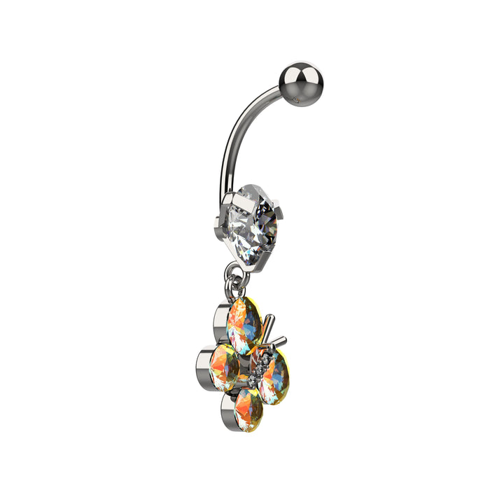 Tiny navel ring with dangling butterfly – everyday body jewelry