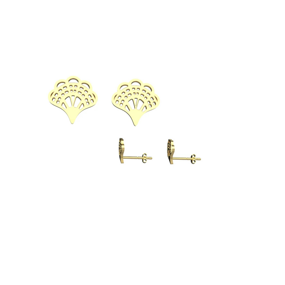 Dainty seashell stud earrings – 14k gold plated beach jewelry