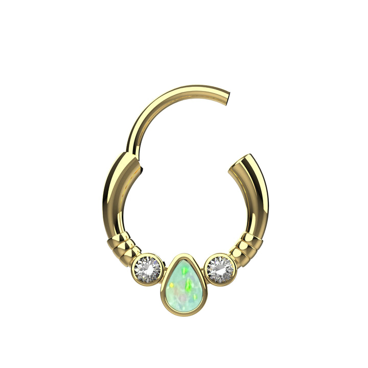 Opal Gold Septum Ring Clicker | Nose Piercing Jewelry