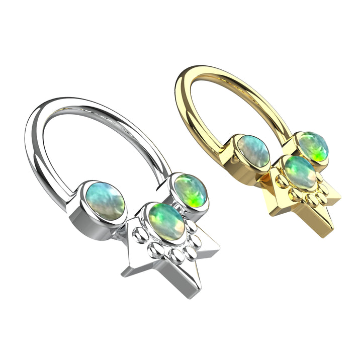 opal stone septum piercing jewelry - elegant opal nose ring hoop
