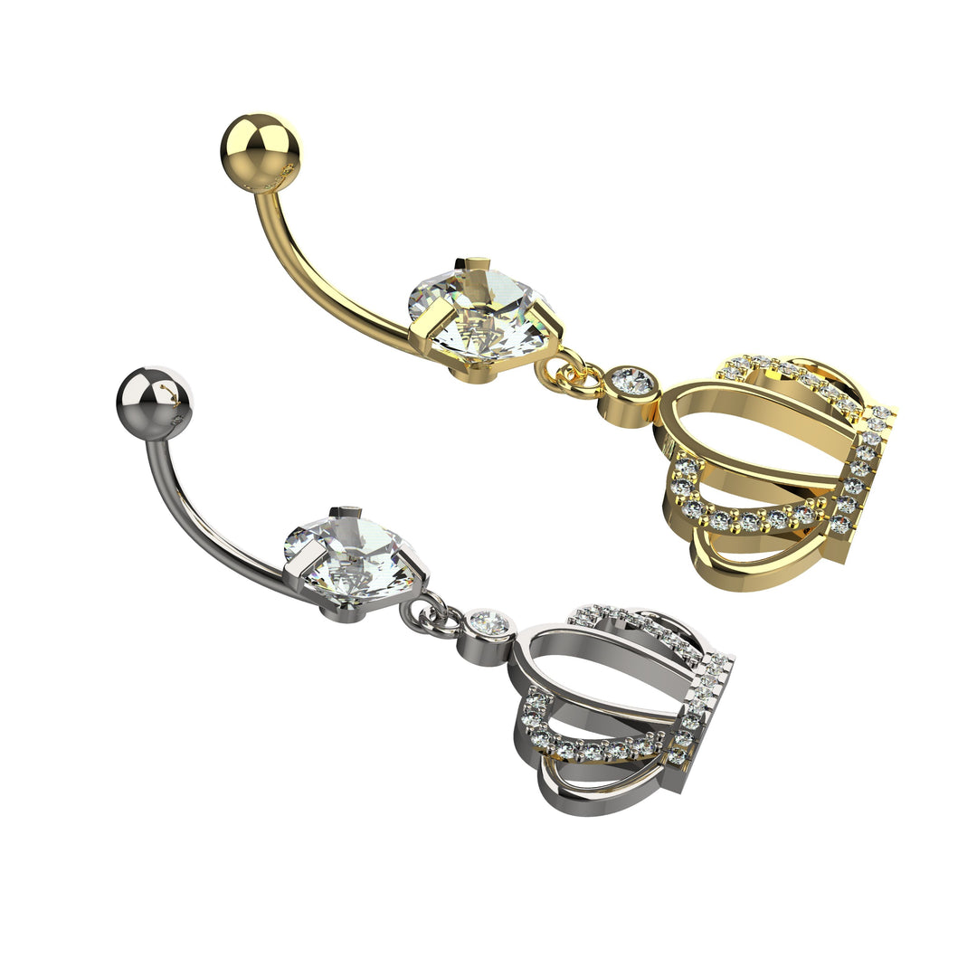 Stylish curved barbell navel piercing