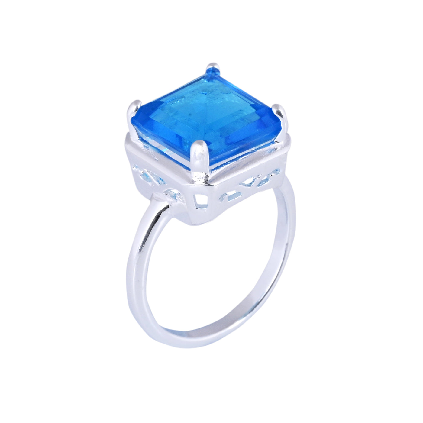 London Blue Topaz Gems Halo Ring for Women