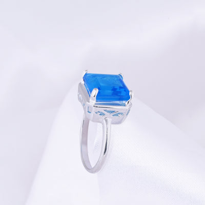 London Blue Topaz Gems Halo Ring for Women
