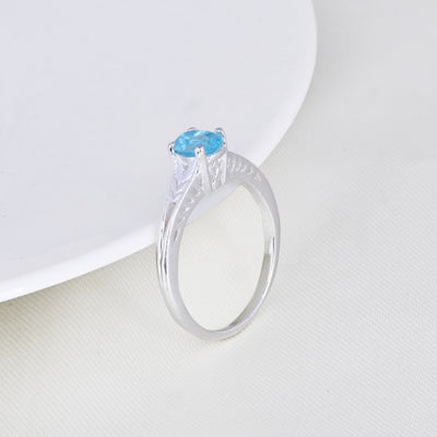 Paraiba Blue Topaz Gems Diamond Engagement Ring