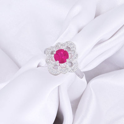 Art Deco Style Ruby & Diamond Silver Anniversary Ring