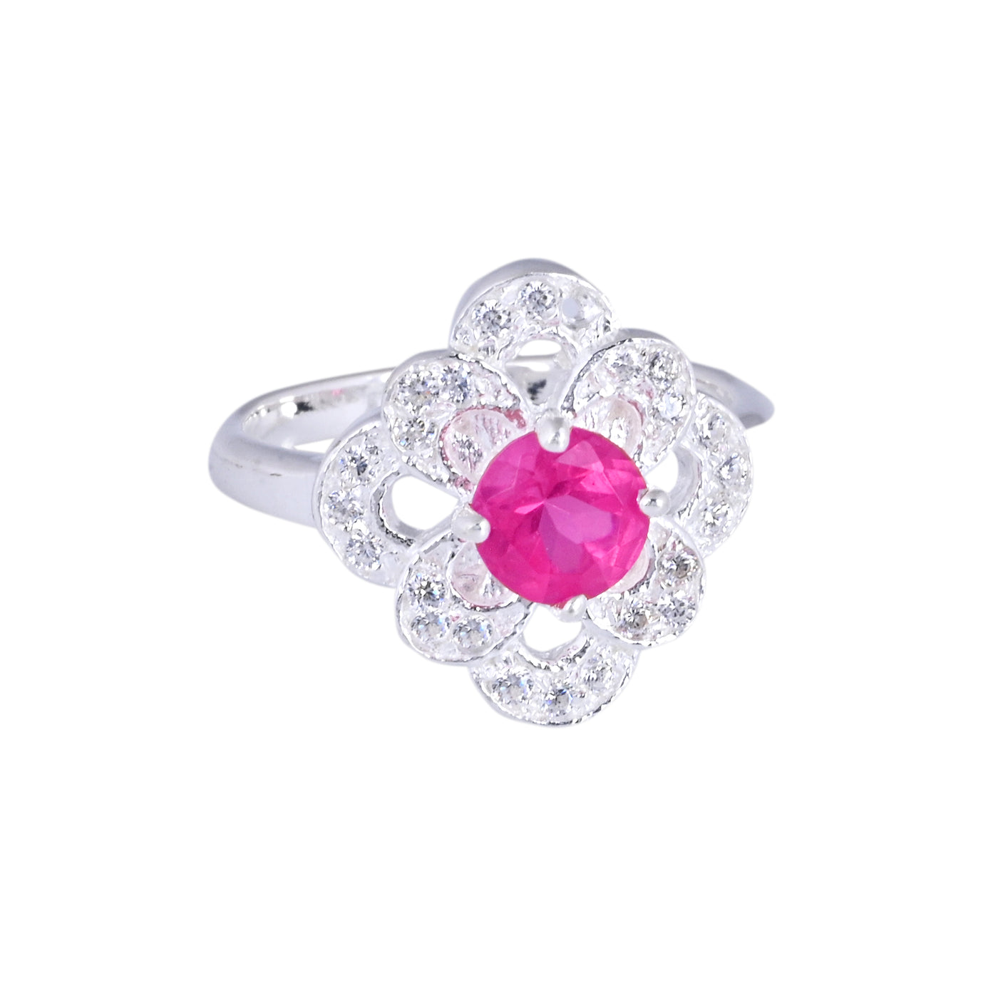 Art Deco Style Ruby & Diamond Silver Anniversary Ring