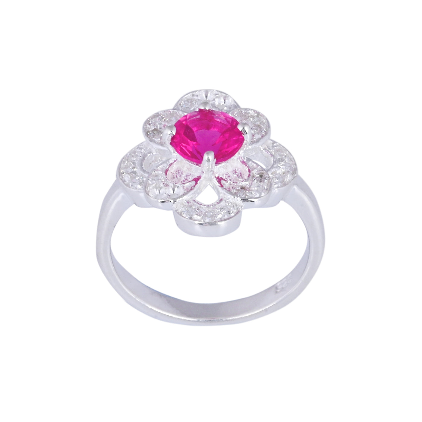 Art Deco Style Ruby & Diamond Silver Anniversary Ring