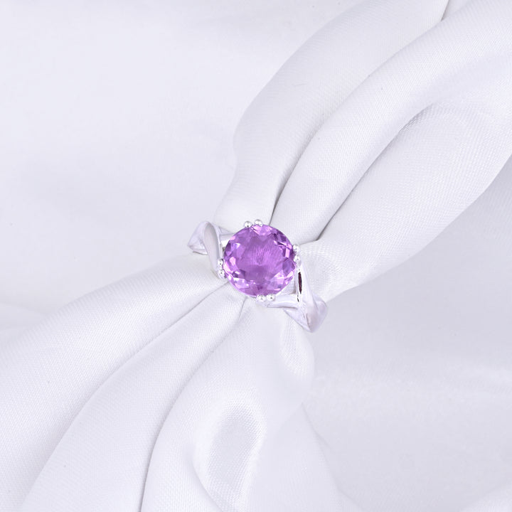 MINIMALIST AMETHYST RING IN STERLING SILVER