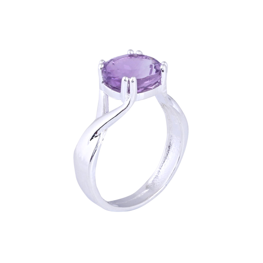 MINIMALIST AMETHYST RING IN STERLING SILVER