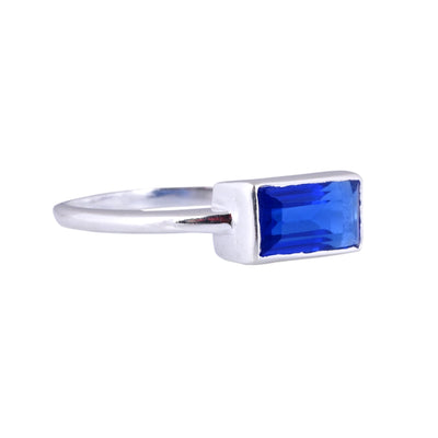 Blue Sapphire Baguette Cut Ring Band