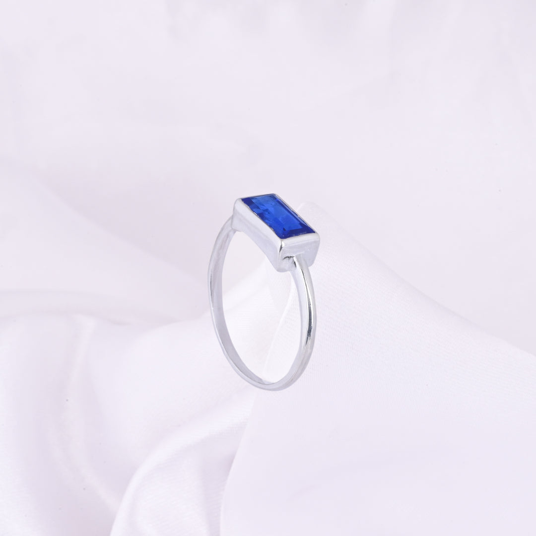 Blue Sapphire Baguette Cut Ring Band