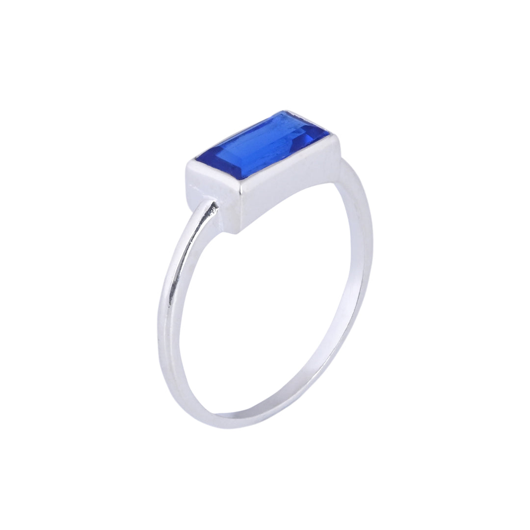 Blue Sapphire Baguette Cut Ring Band