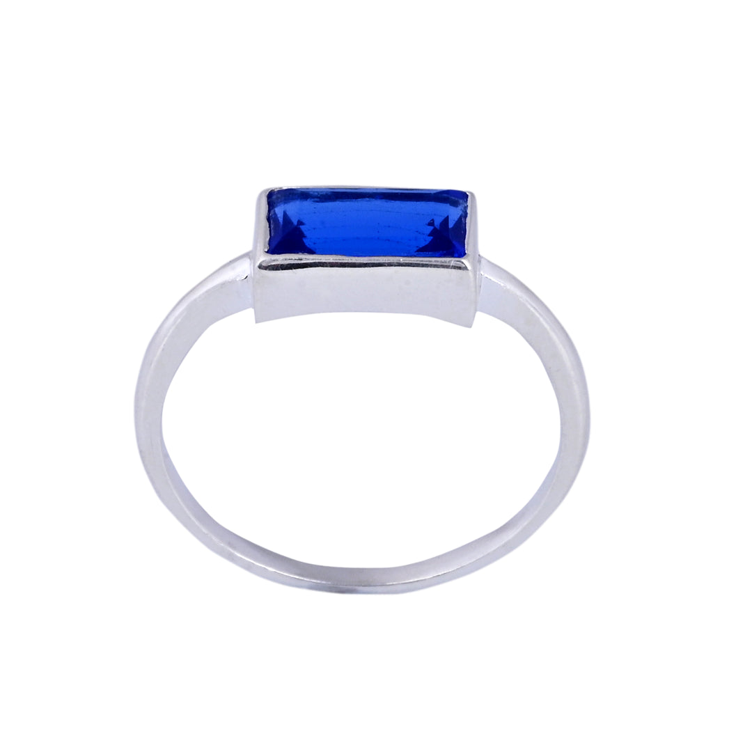 Blue Sapphire Baguette Cut Ring Band