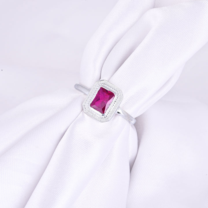 Vintage Ruby Gemstone Women Ring in Sterling Silver