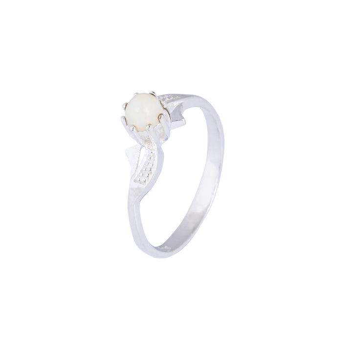 Natural Round Fire Opal Gemstone Sterling Silver Ring