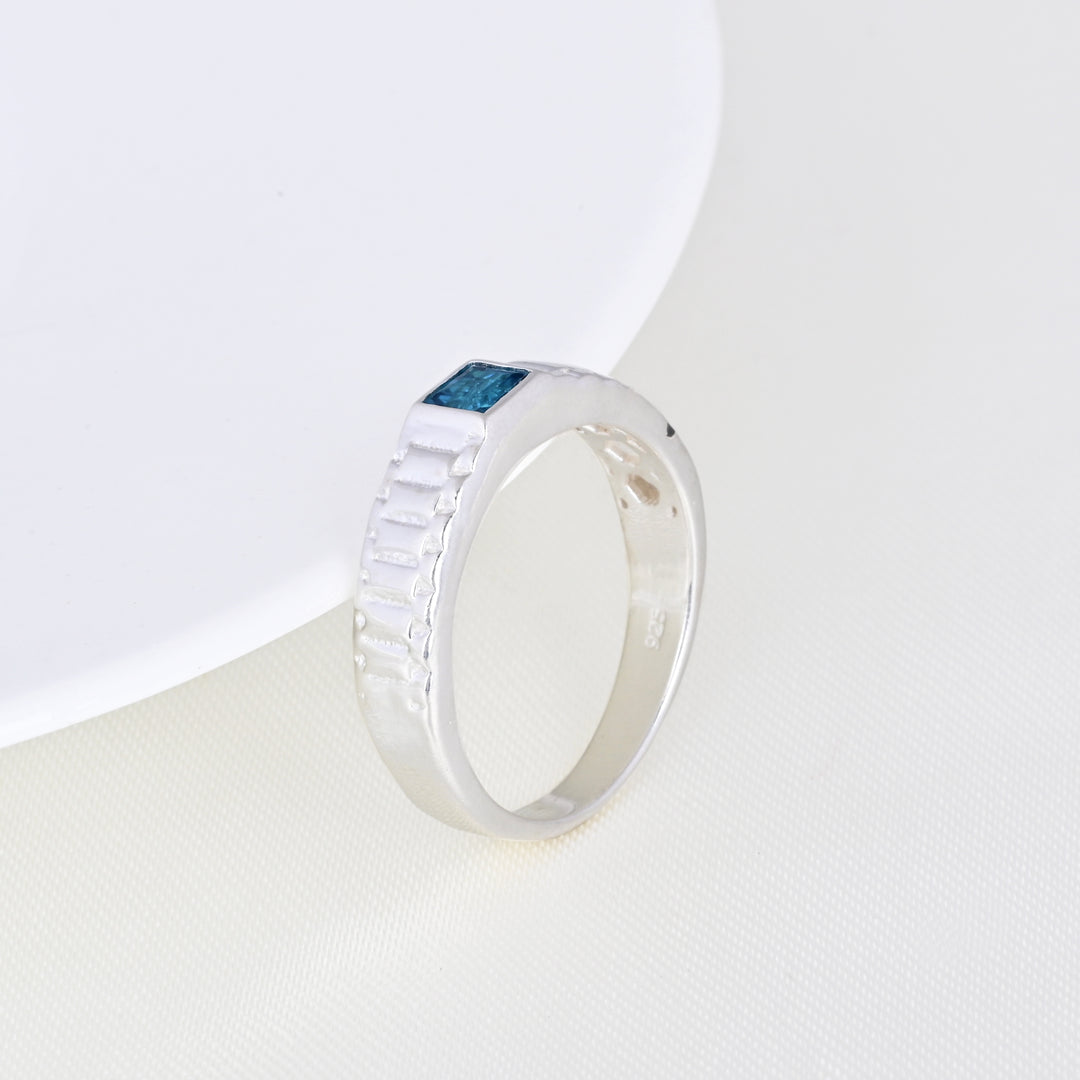 Blue Sapphire Platinum Band Ring Sapphire Wedding Ring