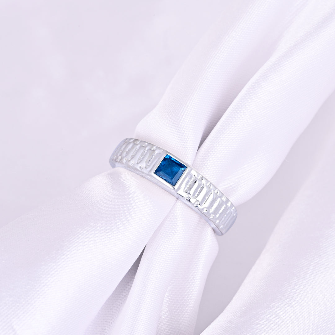 Blue Sapphire Platinum Band Ring Sapphire Wedding Ring