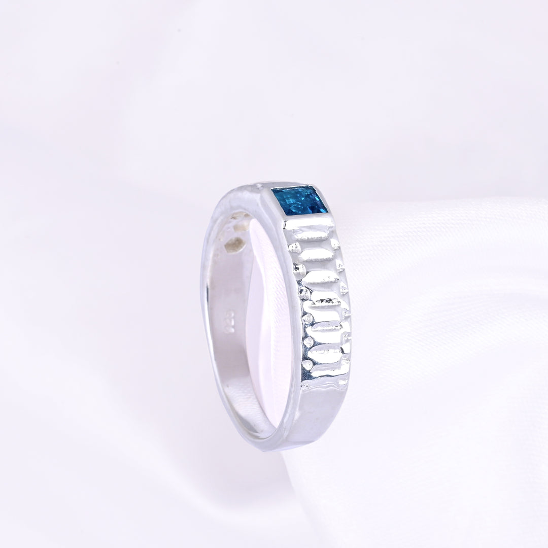 Blue Sapphire Platinum Band Ring Sapphire Wedding Ring