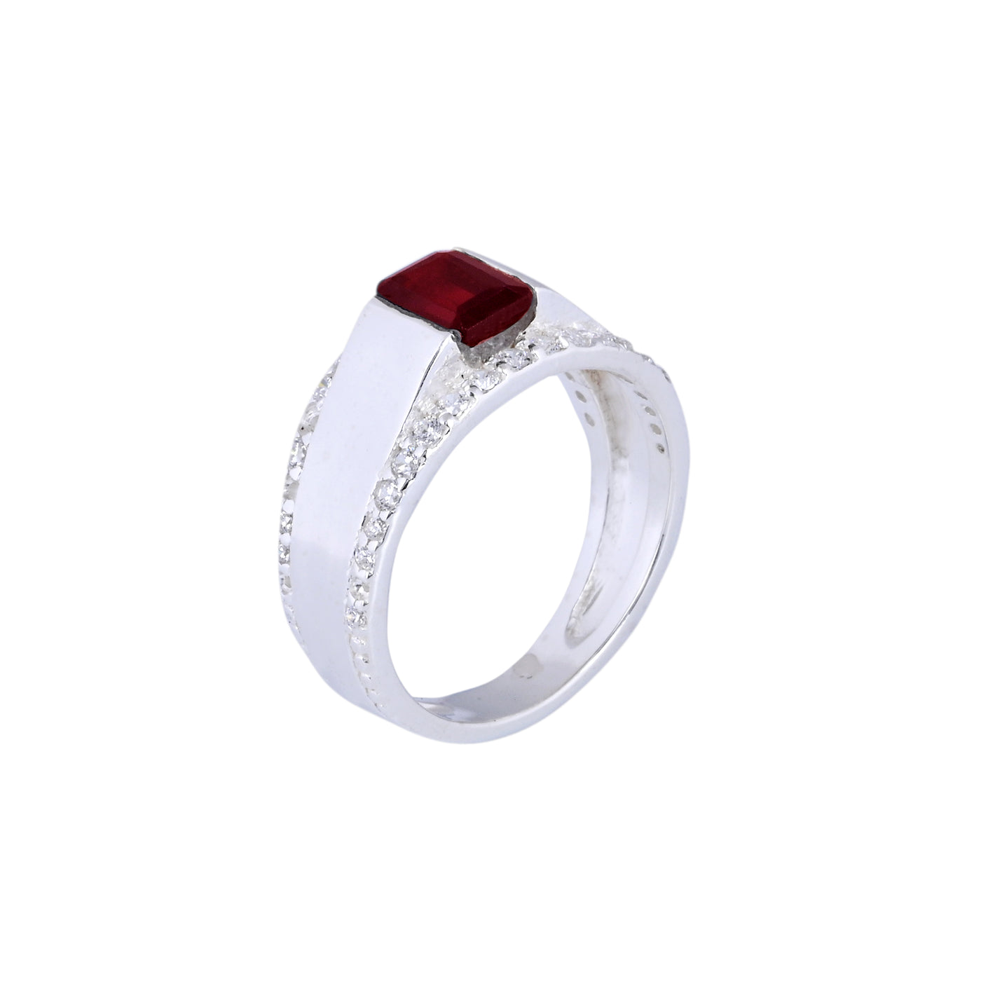 Natural Red Garnet Signet Ring - Sterling Silver