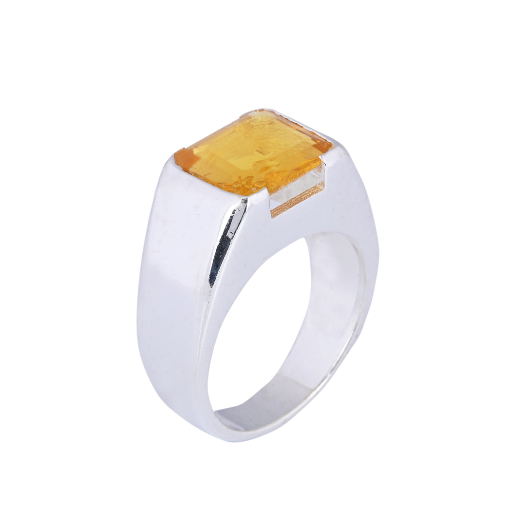 Turkish Handmade Yellow Citrine Signet Ring for Him