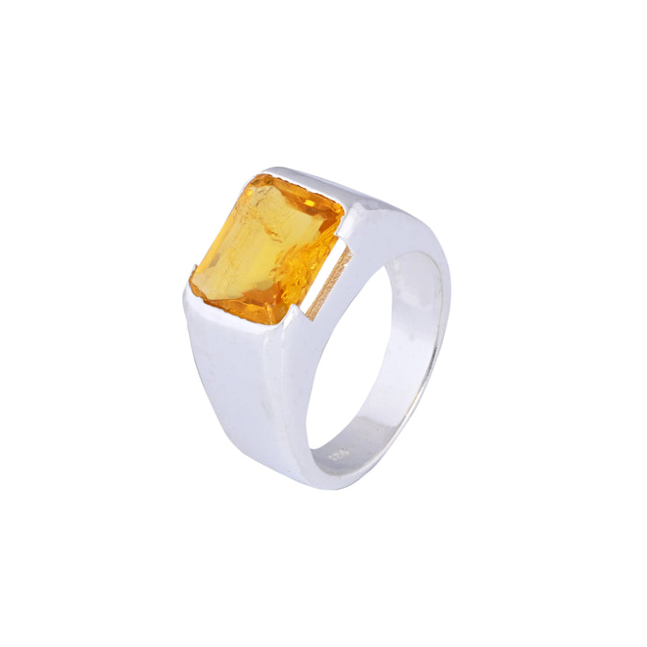 Turkish Handmade Yellow Citrine Signet Ring for Him