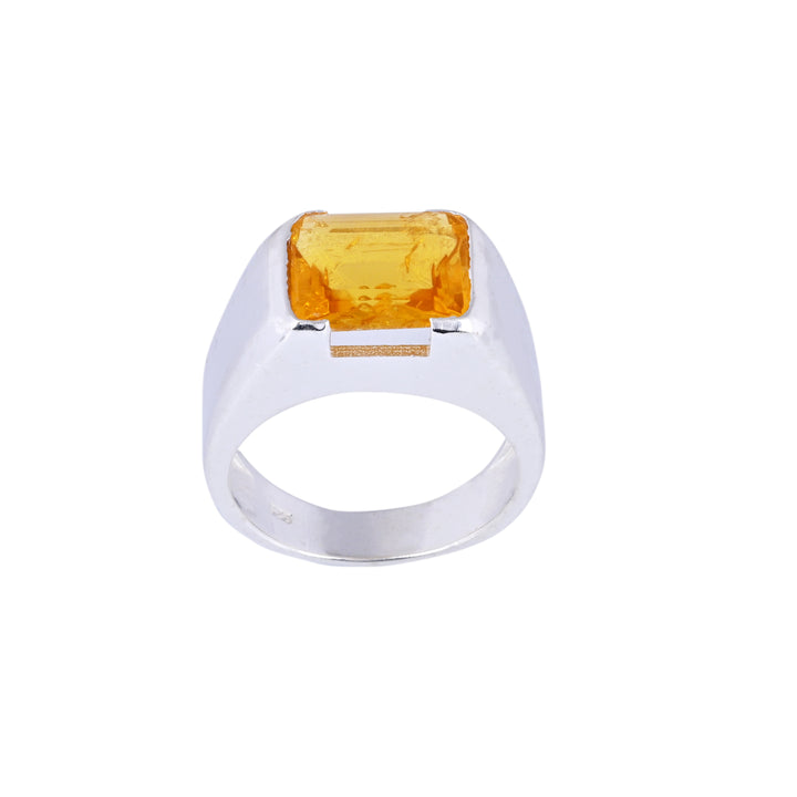 Turkish Handmade Yellow Citrine Signet Ring for Him