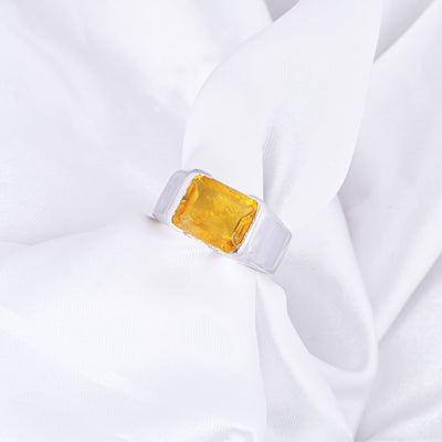 Turkish Handmade Yellow Citrine Signet Ring for Him