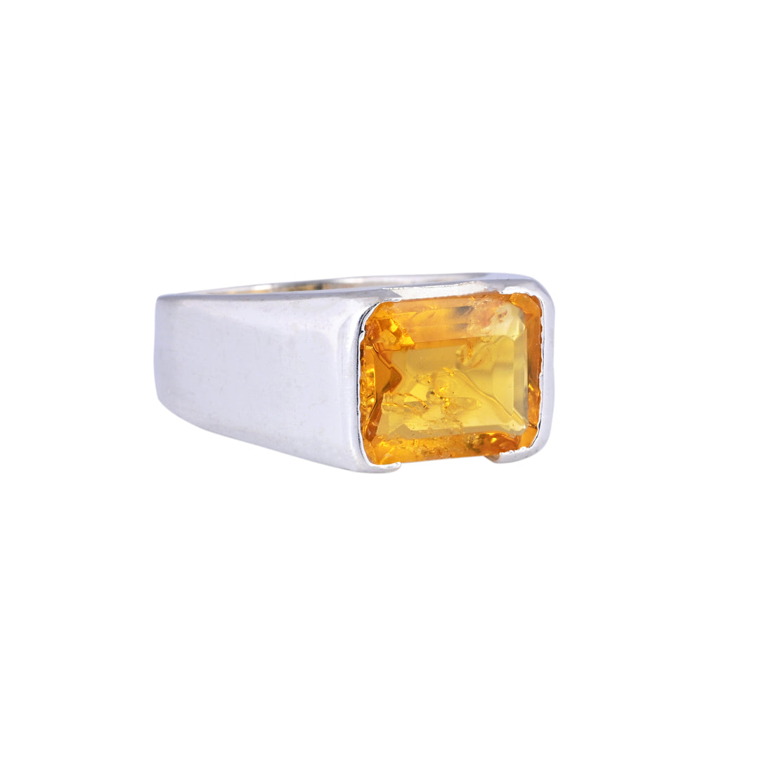 Turkish Handmade Yellow Citrine Signet Ring for Him