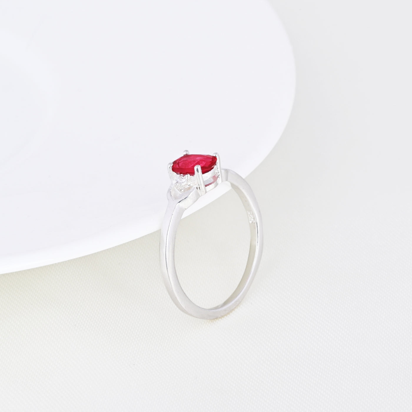 Natural Oval Ruby Gemstone Sterling Silver Cocktail Ring