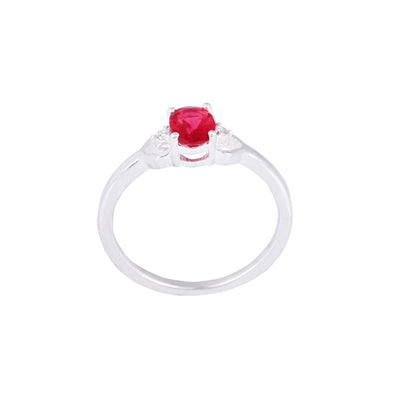 Natural Oval Ruby Gemstone Sterling Silver Cocktail Ring