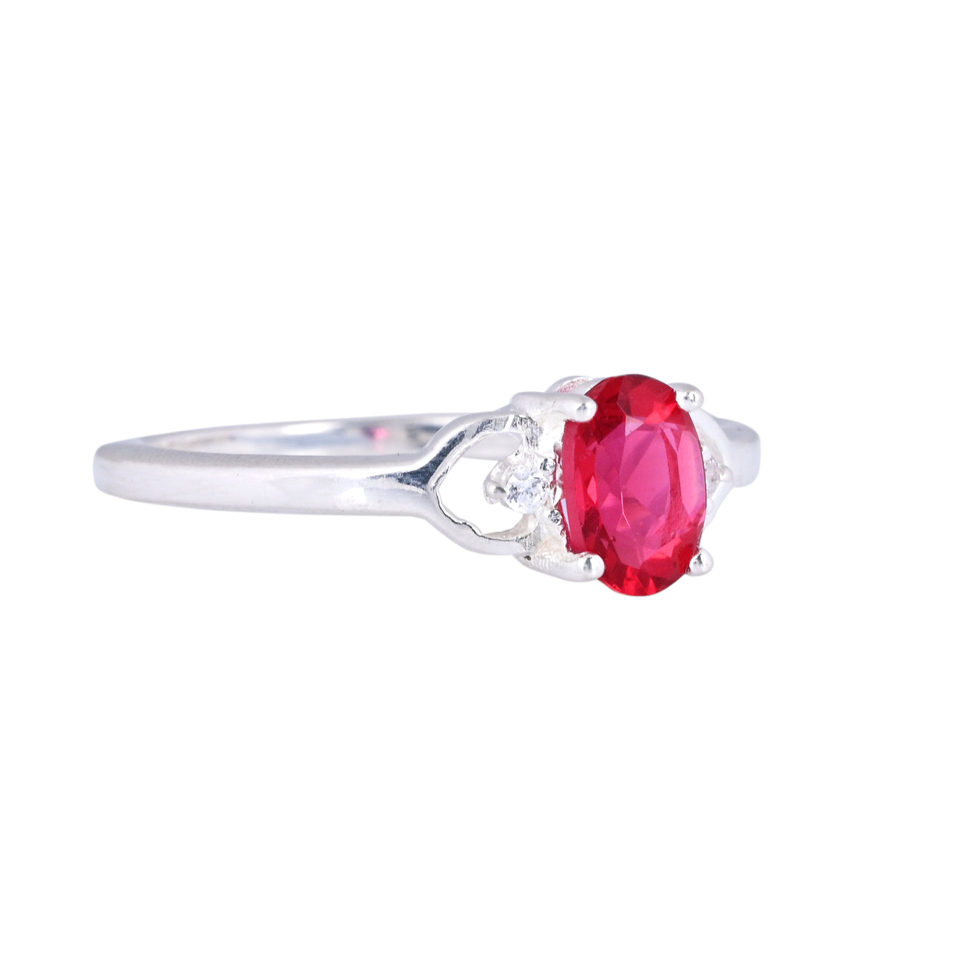 Natural Oval Ruby Gemstone Sterling Silver Cocktail Ring