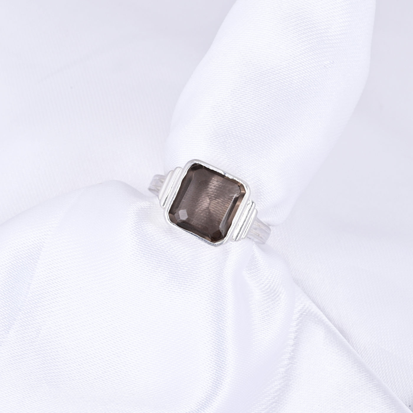 Smoky Quartz Stackable Simple Men's Ring