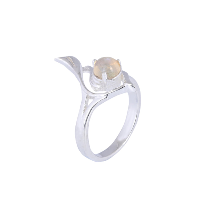 Vintage Facted White Opal Solitaire Bypass Ring