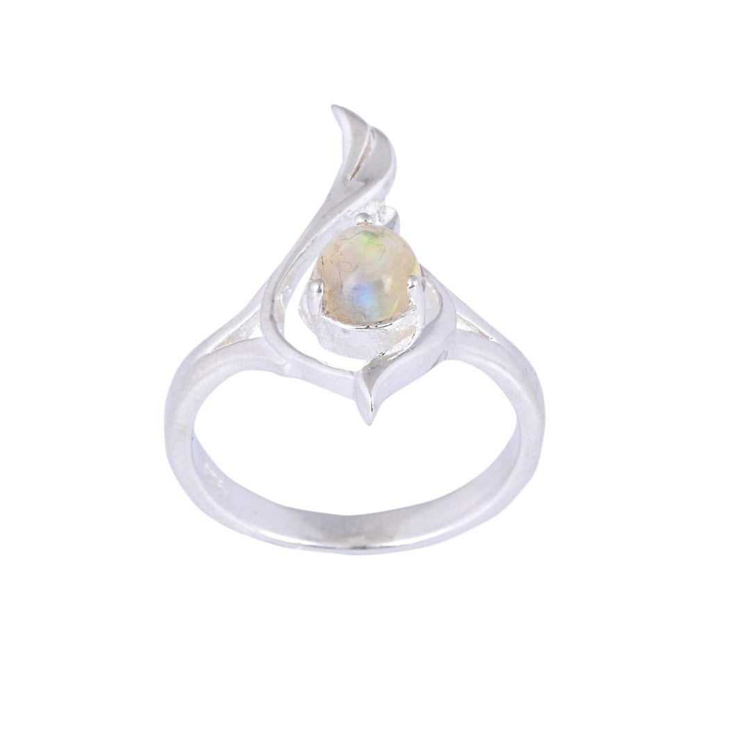 Vintage Facted White Opal Solitaire Bypass Ring