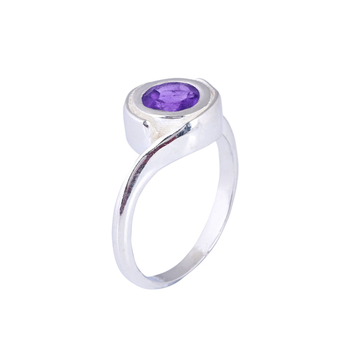 Amethyst Bypass Tension Set Ring in Sterling Silver