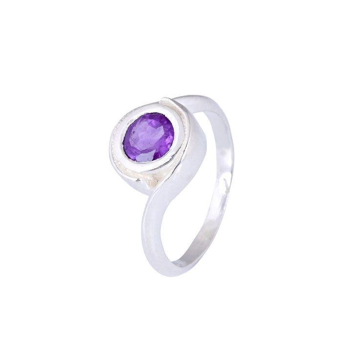 Amethyst Bypass Tension Set Ring in Sterling Silver