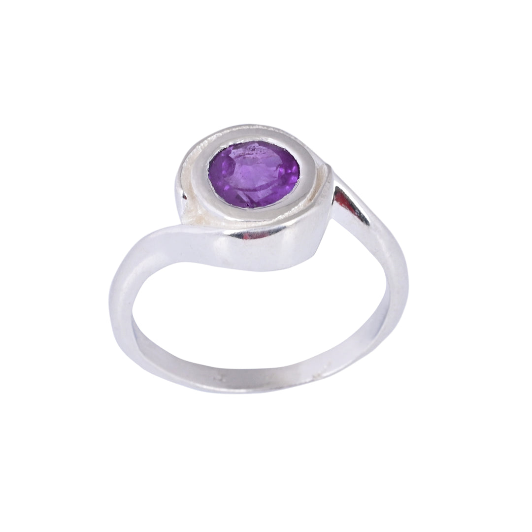 Amethyst Bypass Tension Set Ring in Sterling Silver