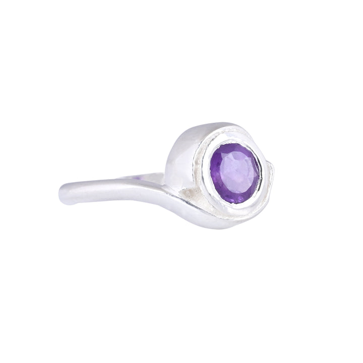 Amethyst Bypass Tension Set Ring in Sterling Silver