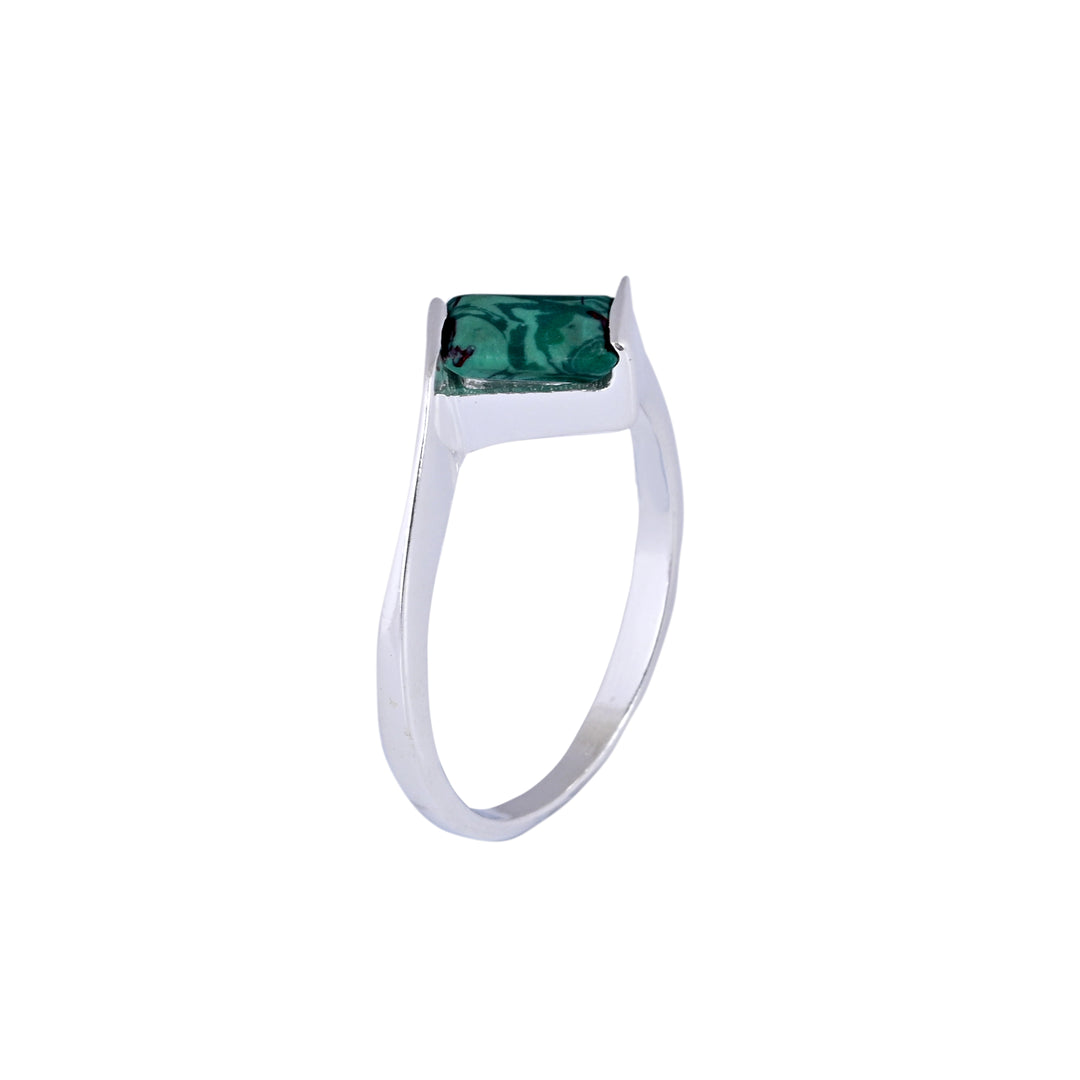 Green Malachite Bypass Solitaire Ring