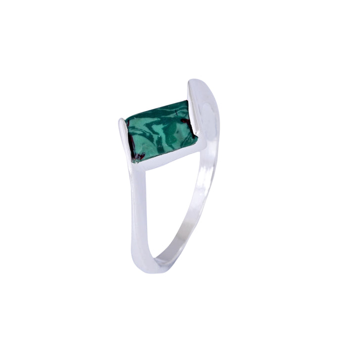 Green Malachite Bypass Solitaire Ring