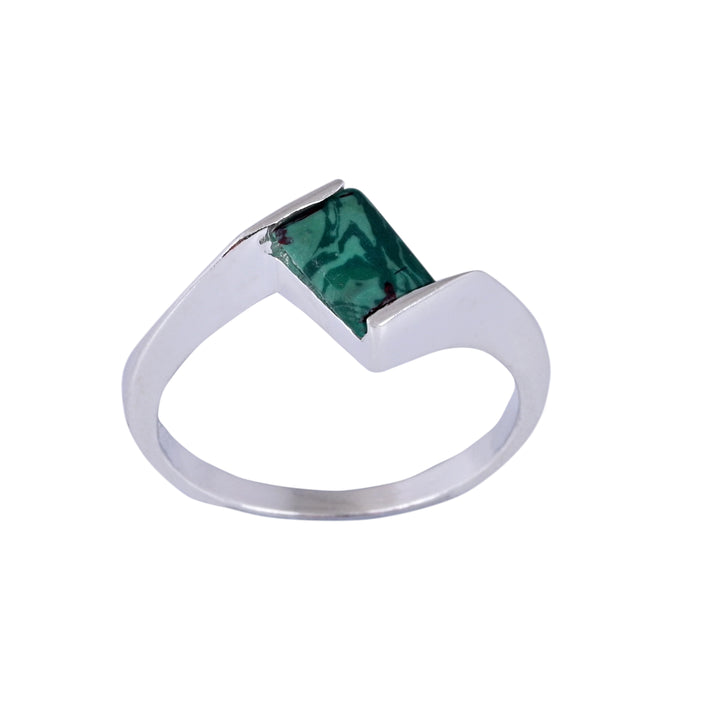 Green Malachite Bypass Solitaire Ring