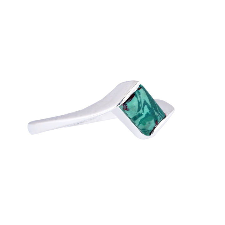 Green Malachite Bypass Solitaire Ring