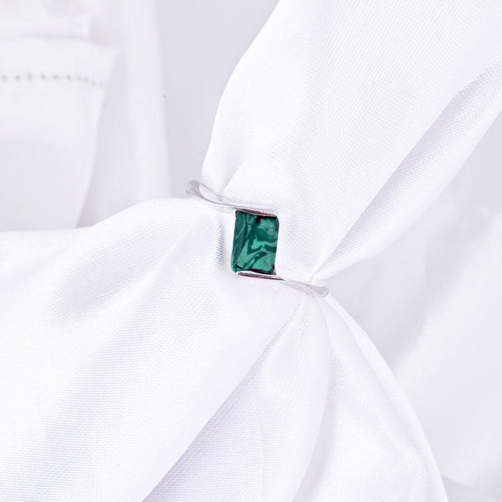 Green Malachite Bypass Solitaire Ring