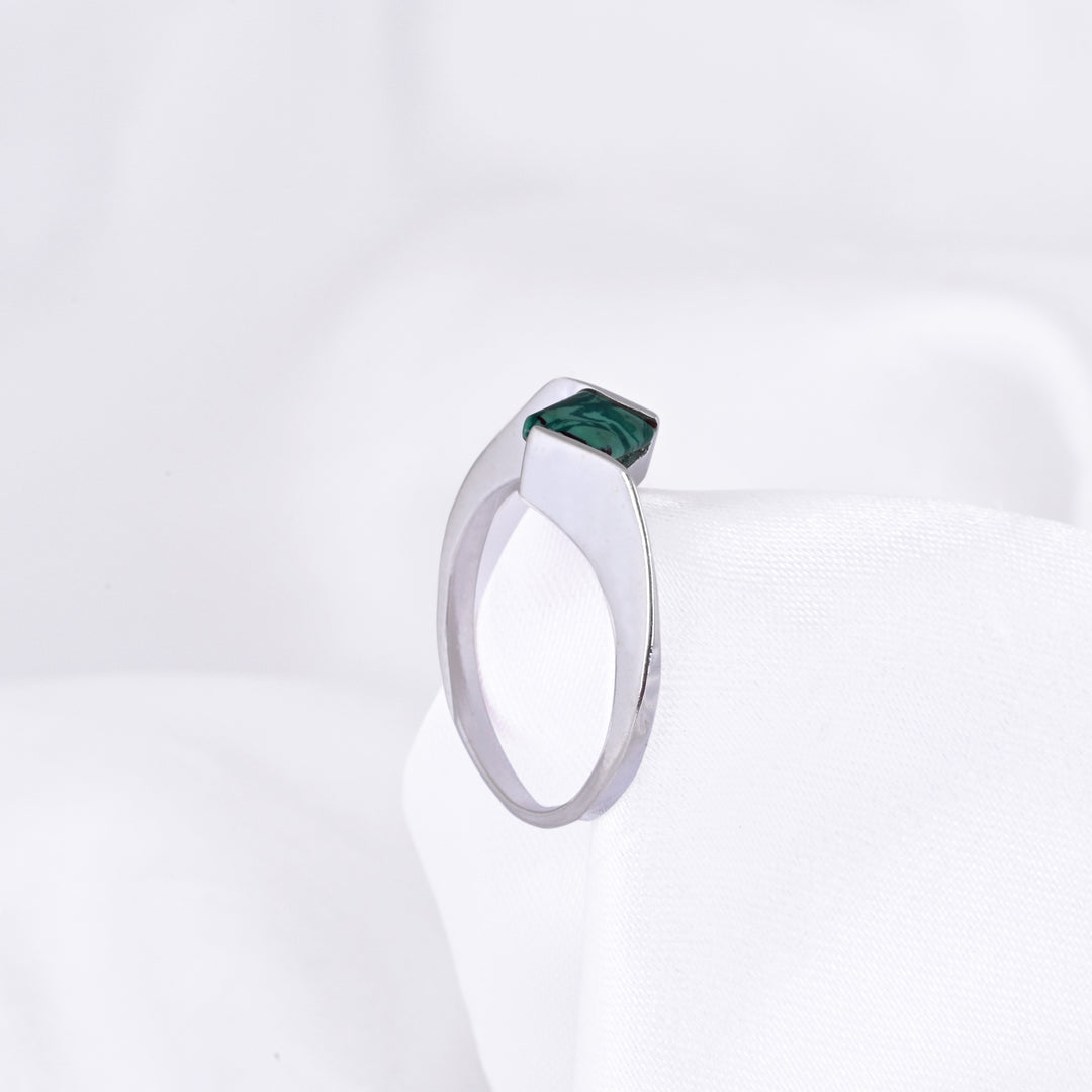 Green Malachite Bypass Solitaire Ring