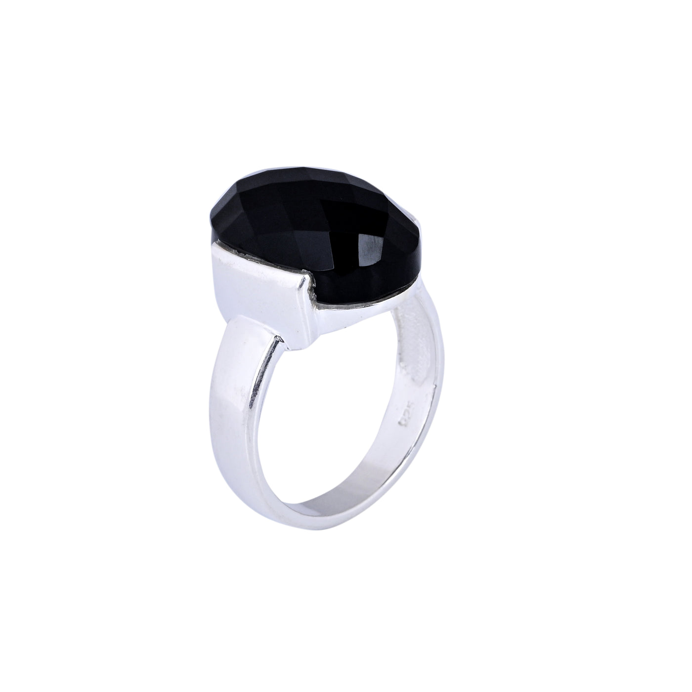 17 mm Real Black Onyx Gems Simple Solitaire Ring